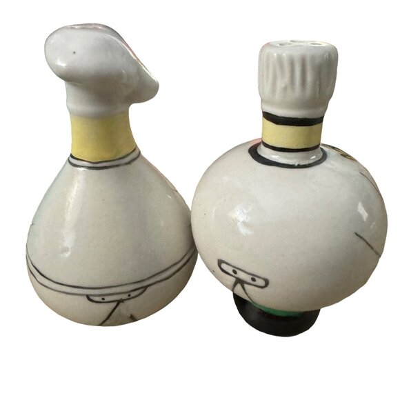 Vintage Chef Salt and Pepper Shakers with Tray‎ Ceramic Collectible - Picture 3 of 10